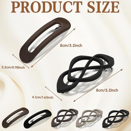 French Flat Barrette Clips – Lightweight Plastic – 5 Pieces