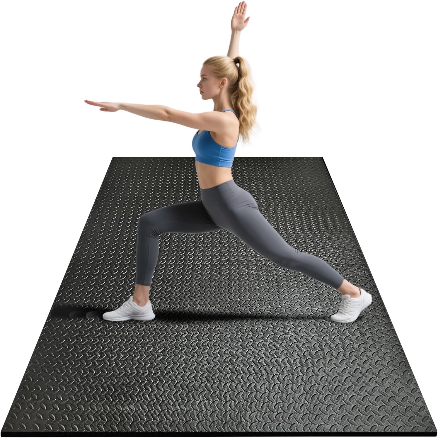 4x6ft Gym Floor Mat 10mm Thick – Large TPE/NPE Foam 4ft x 6ft x 10mm, black