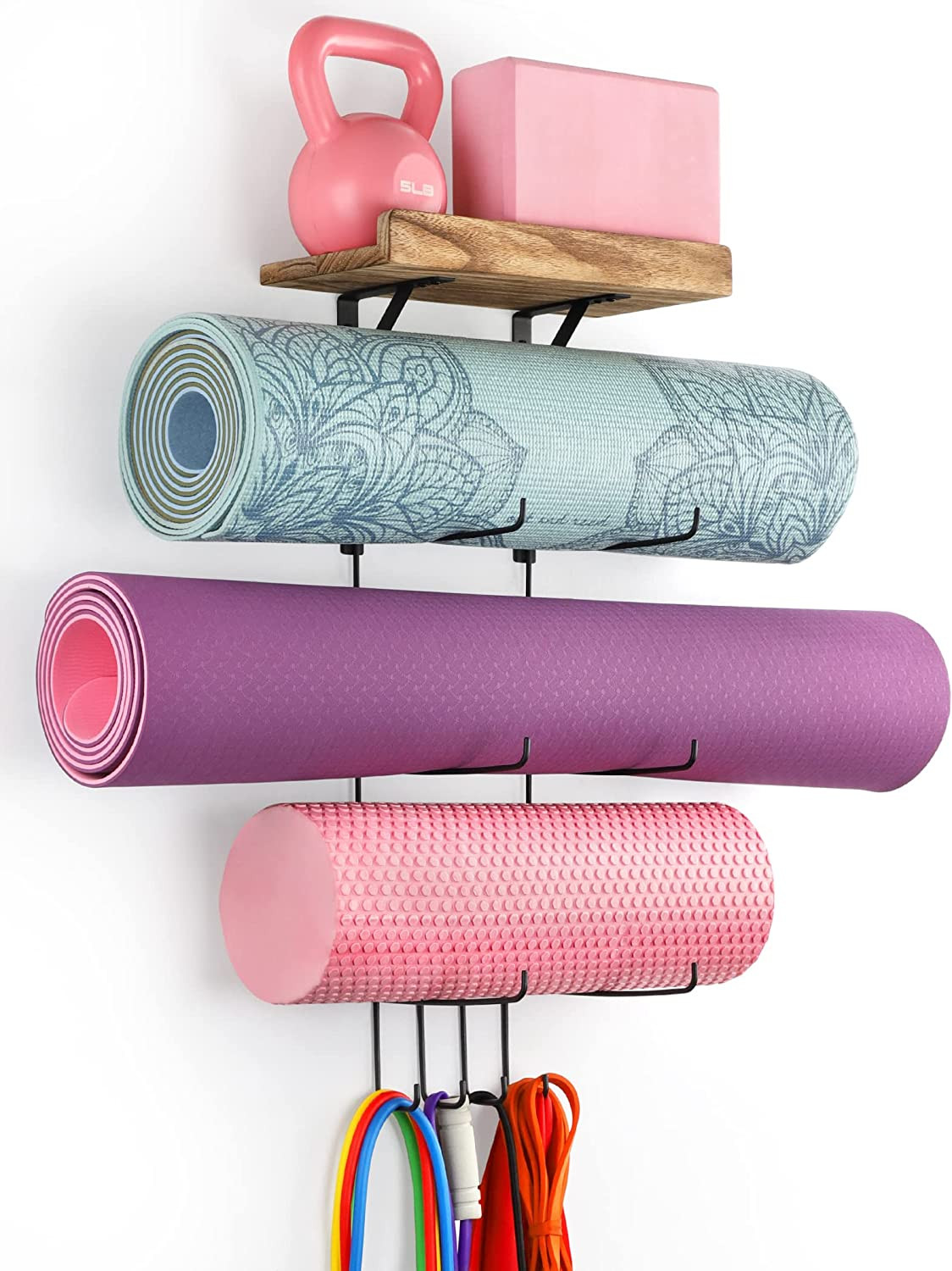 Yoga Mat Holder Accessories Wall Mount Organizer Storage Decor Foam Roller