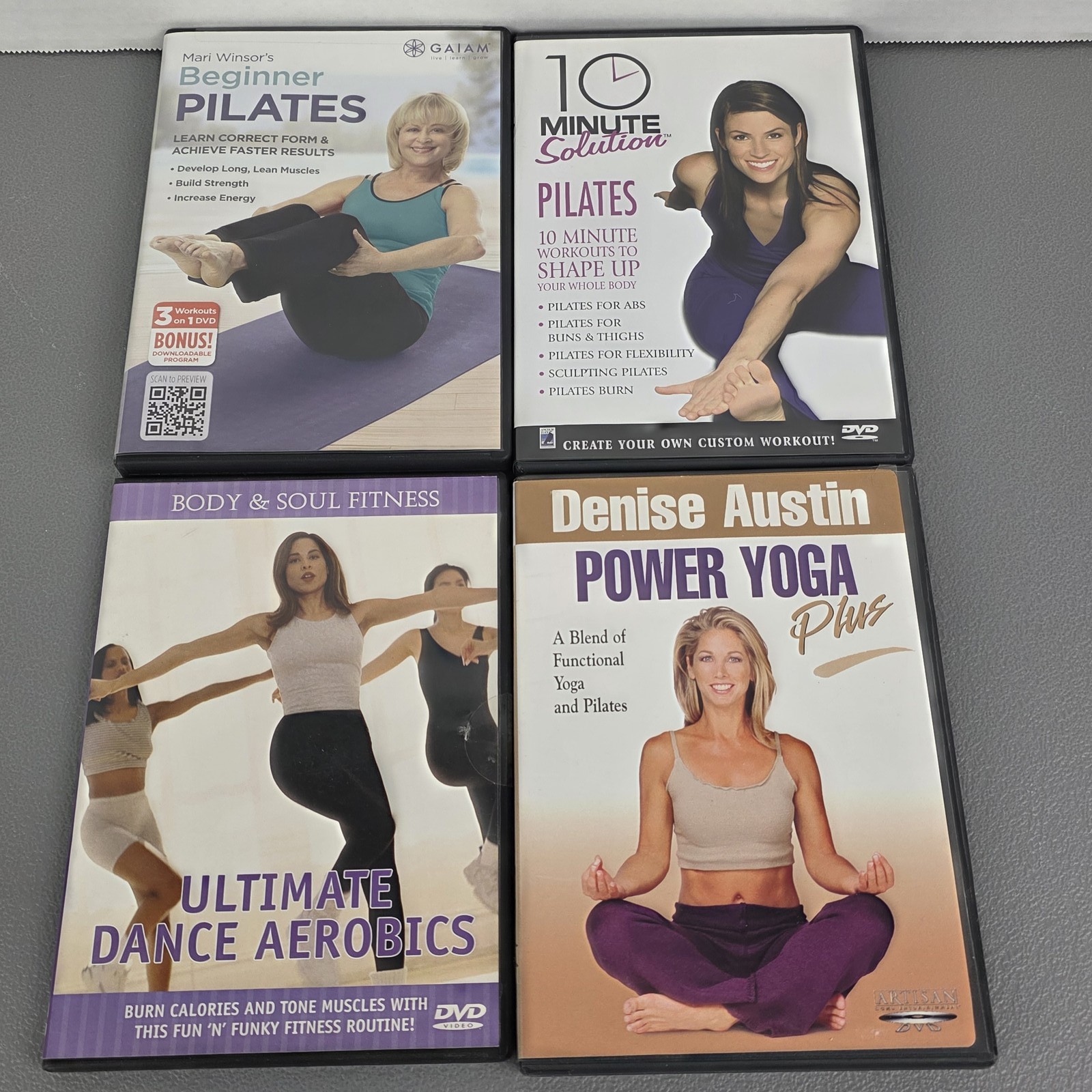 Fitness DVD Lot: Pilates, Yoga, Dance Aerobics – Mari Winsor, Denise Austin