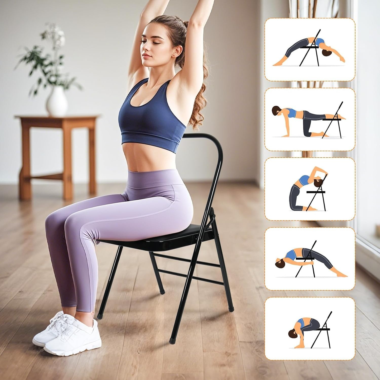 Yoga Auxiliary Chair – Backless, Relieve Neck & Back Pain, Abs & Core Trainin…