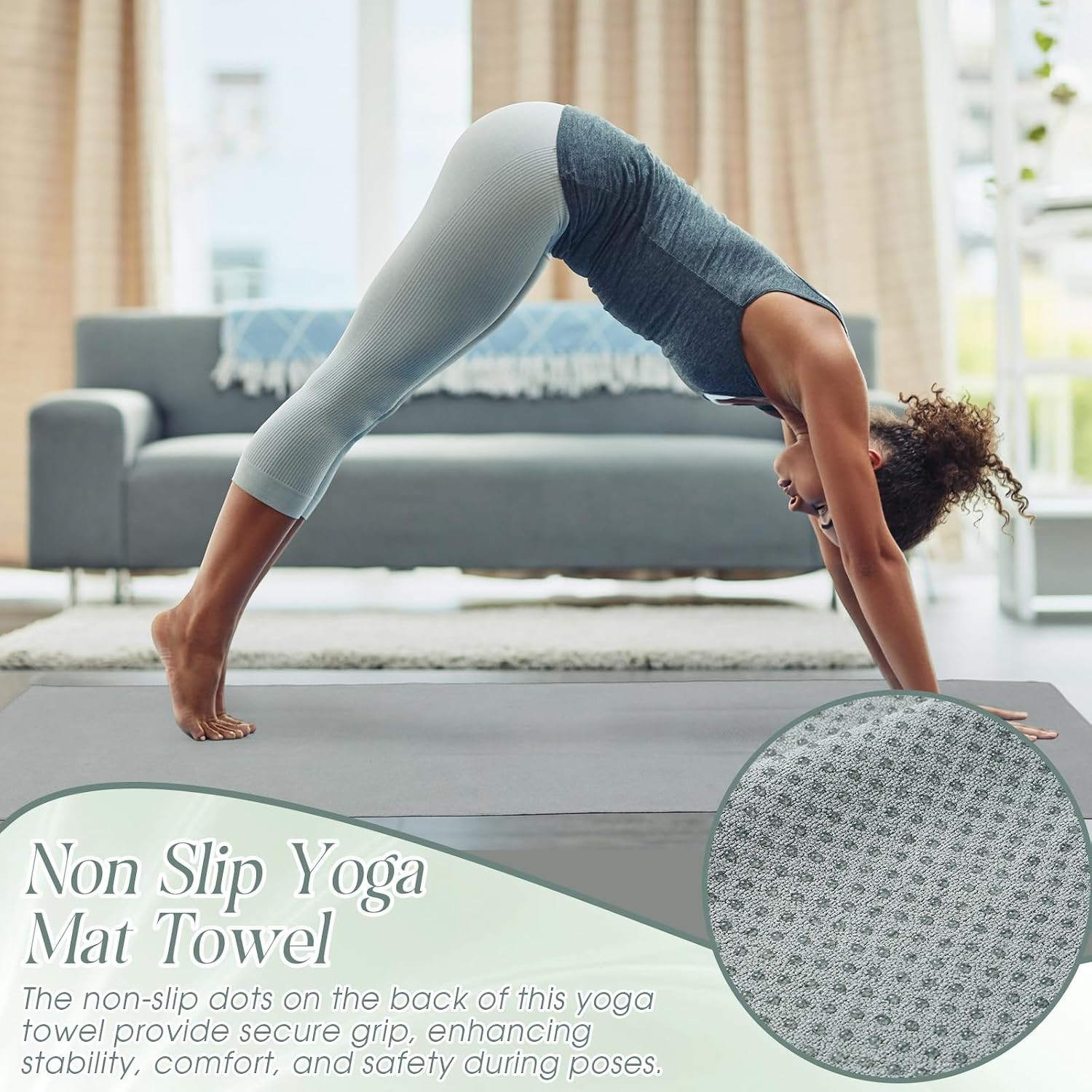 Extra Large Non-Slip Yoga Towel 3 Pack – Microfiber Mat Cover (Pink, Blue, Green