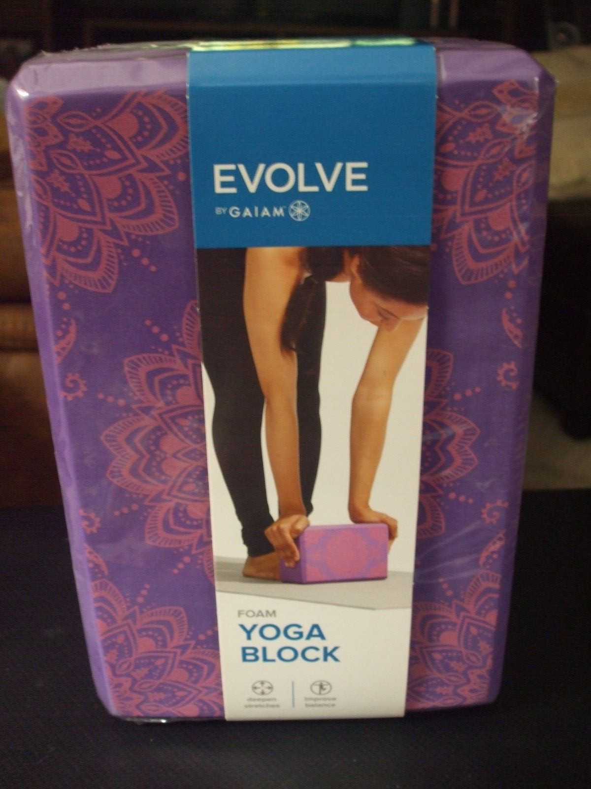 EVOLVE by GAIAM Foam Yoga Block Purple Patterned Pilates Meditation Balance