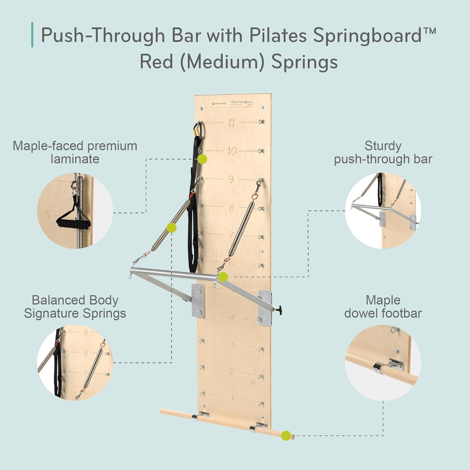Pilates Springboard, Wall Mounted Pilates Workout Equipment for Home Gym or Stud