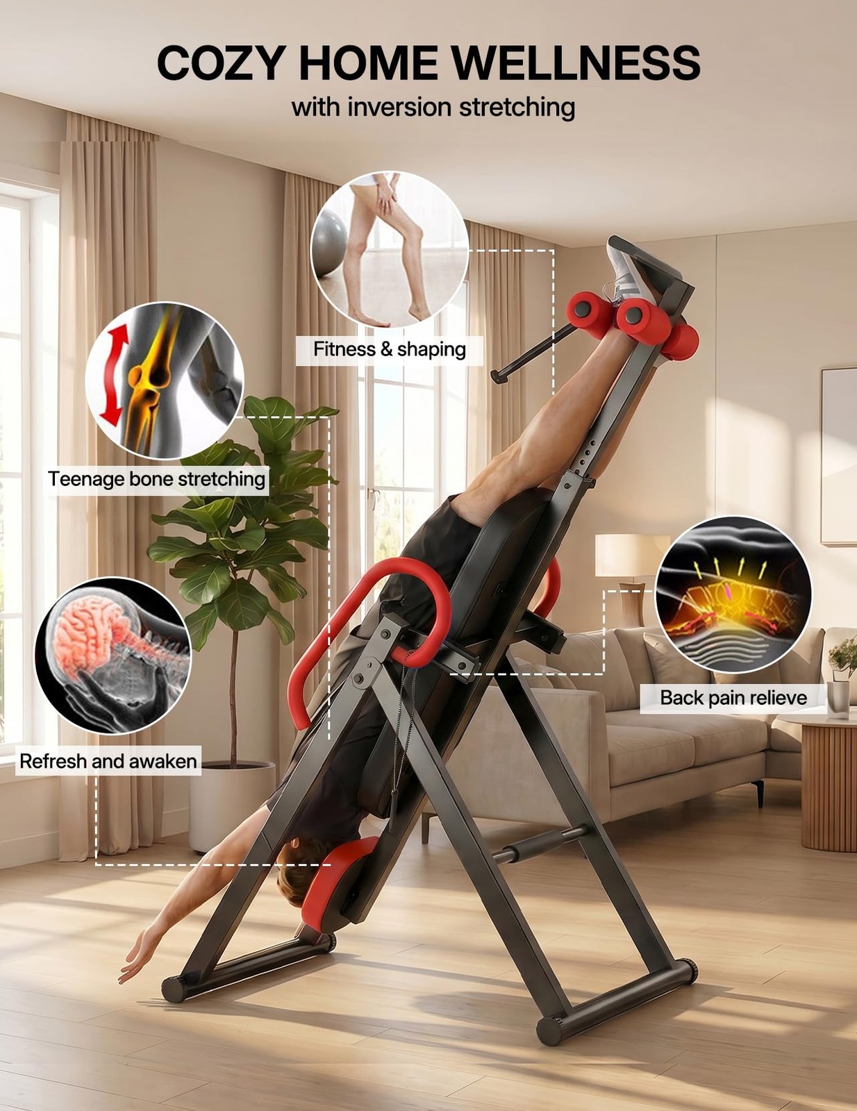 Gravity Heavy Duty Inversion Table with Headrest & Adjustable Protective Belt…