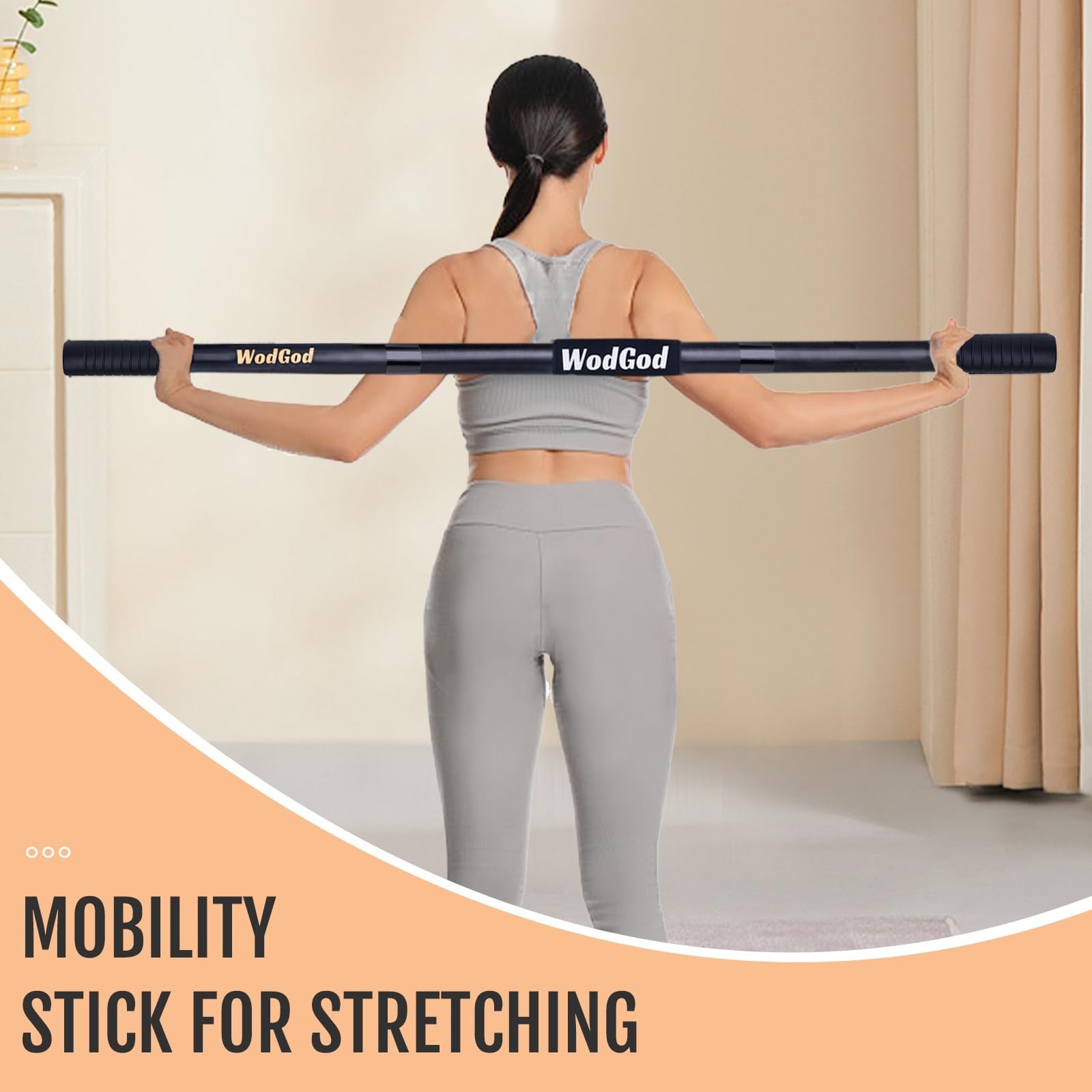 Wooden Yoga Stick,5 Ft Mobility Stick,Adjustable Stretching Stick,Portable Sp…