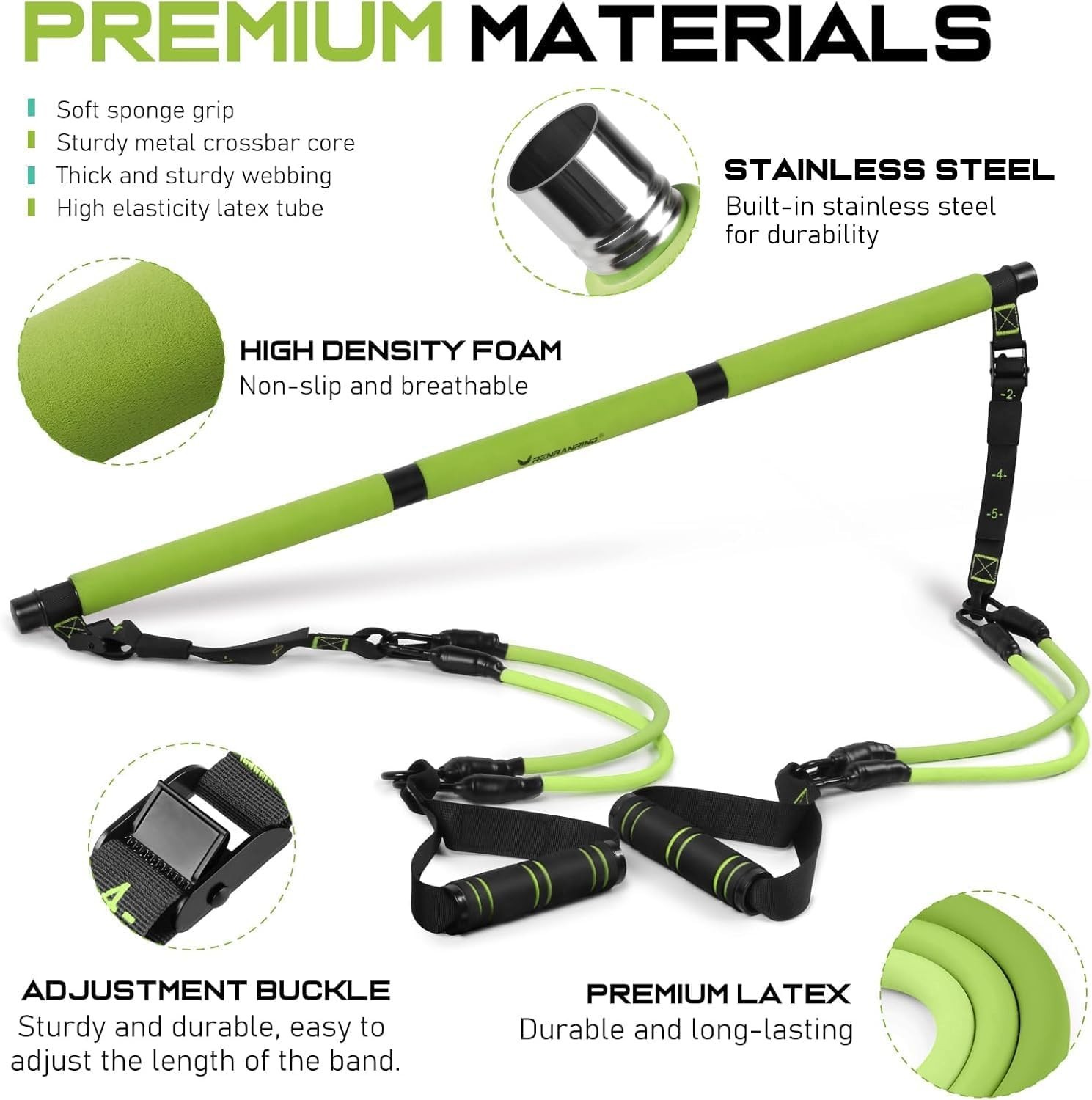 Portable Pilates Bar Kit with Adjustable Resistance Bands for All Fitness Levels