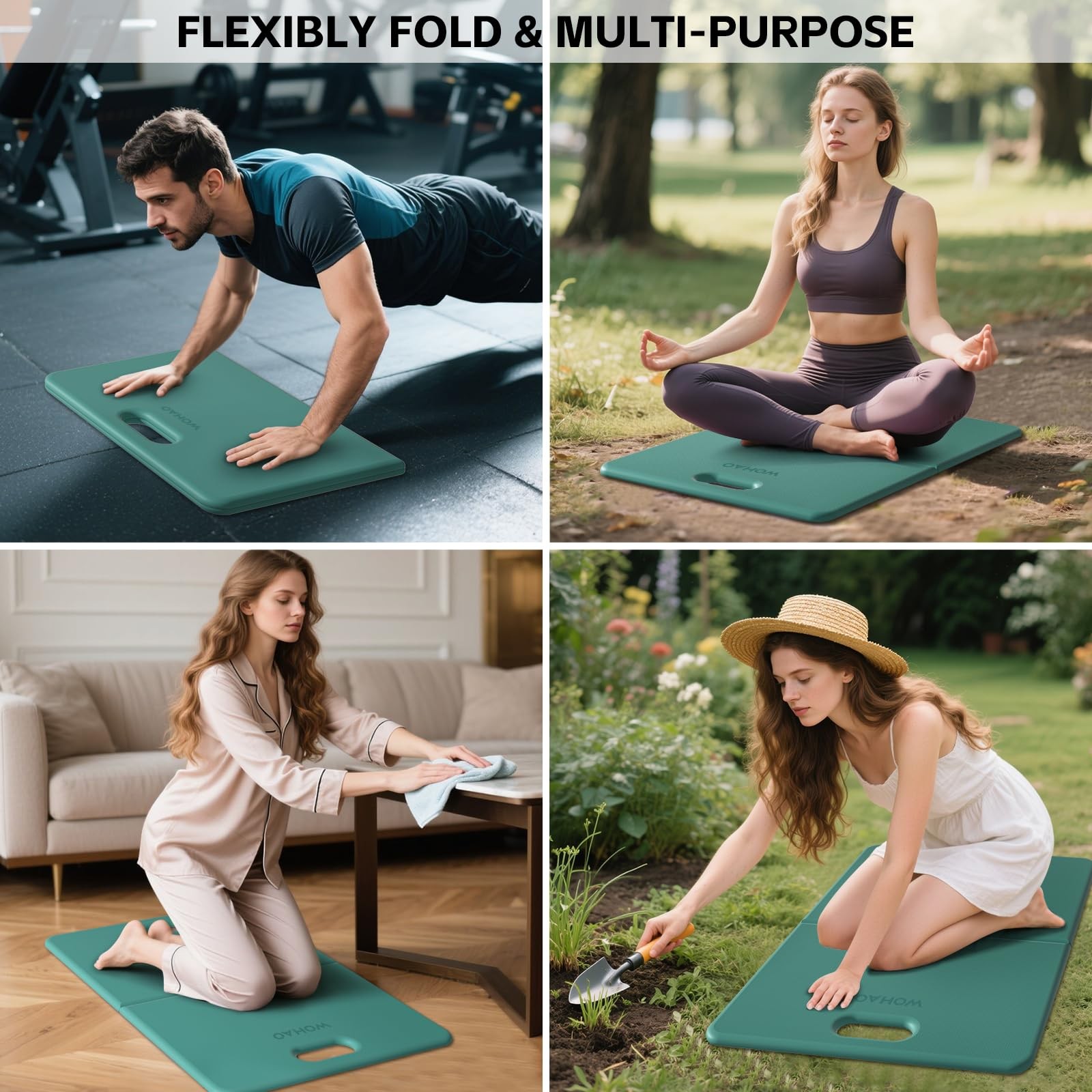WOHAO Yoga Knee Pad – Foldable Non-Slip POE Cushion, Folding Support Pad with…