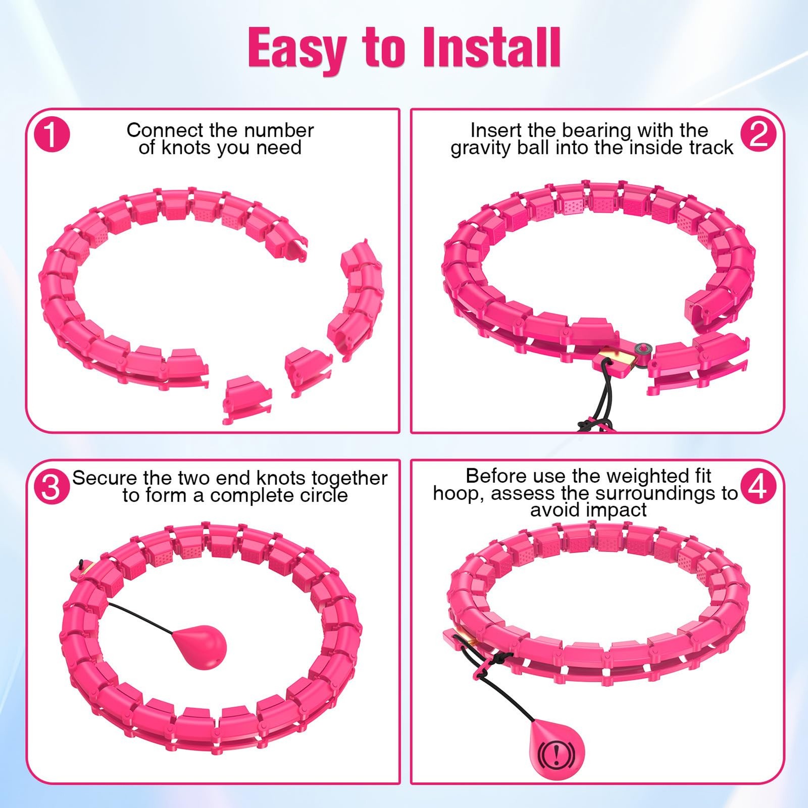 Fit Hoop Weighted Hula Pilates Circles, 32 Detachable Parts,Weight Loss Fitness