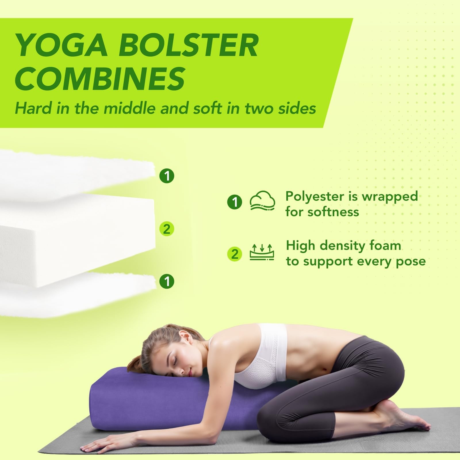Yoga Bolster Pillow for Restorative – Yoga Meditation Pillow with Washable Su…