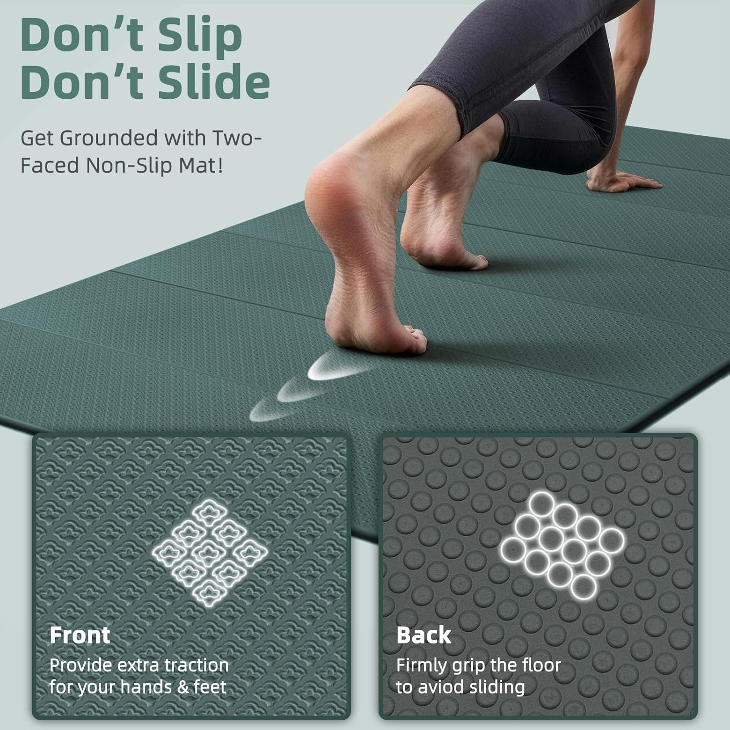 Large Yoga Mat, 74&Prime;X47.2&Prime; Extra Wide & Long Foldable Yoga Mat, 0.4&Prime; Thick Foldin