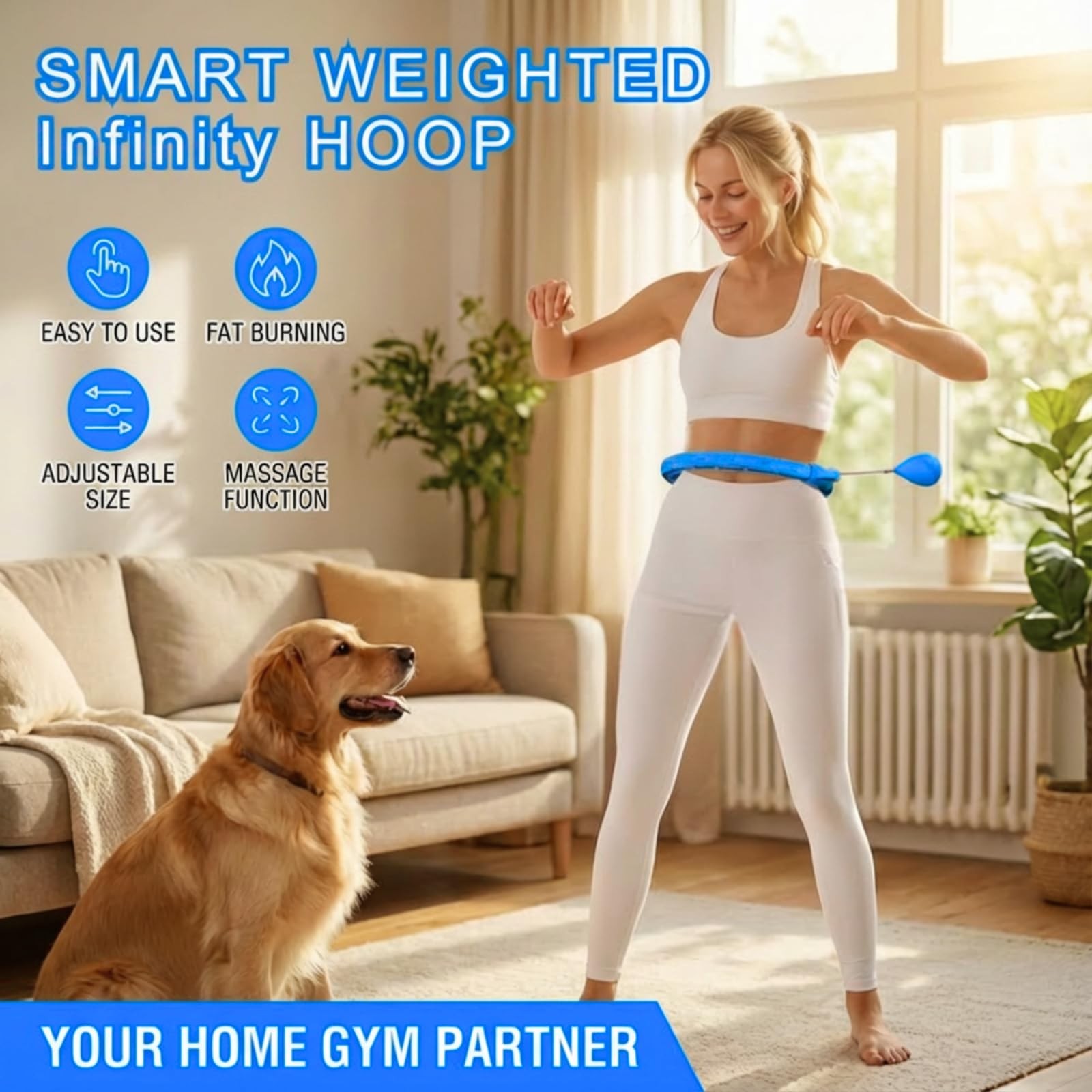 Infinity Hoop/Fit Hoop Weighted Waist Circle with 11/18 Links(30-50 Inch) for…