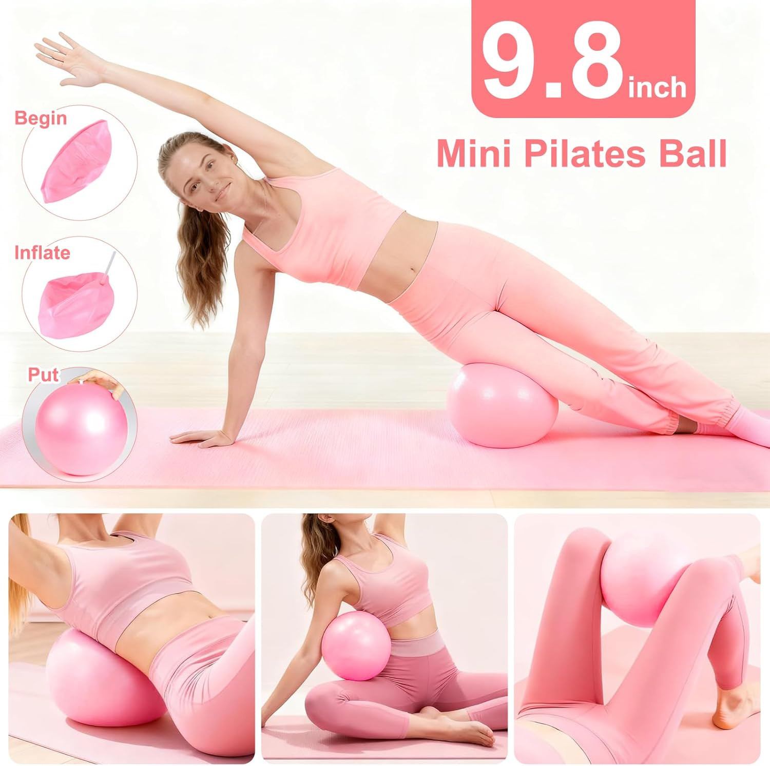 Pilates Equipment Set for Women, Pilates Ring and Ball Set with 15&Prime; Magic Circle