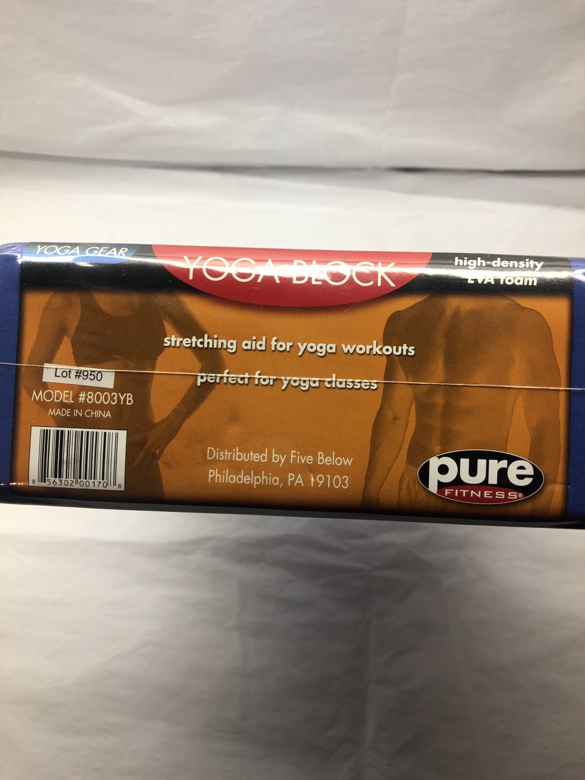 Blue Yoga Block By Pure Fitness Yoga Gear EVA Foam Pilates Gym 9×5.5×3” New