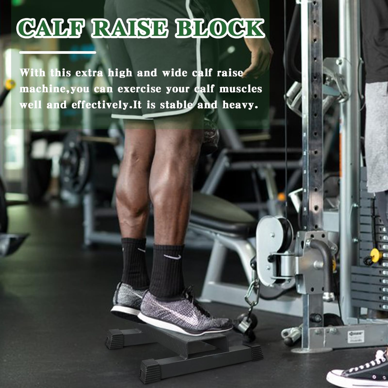 BLUSLM Upgraded Calf Raise Bar, Wide and High Squat Machine for Leg Stretchin…