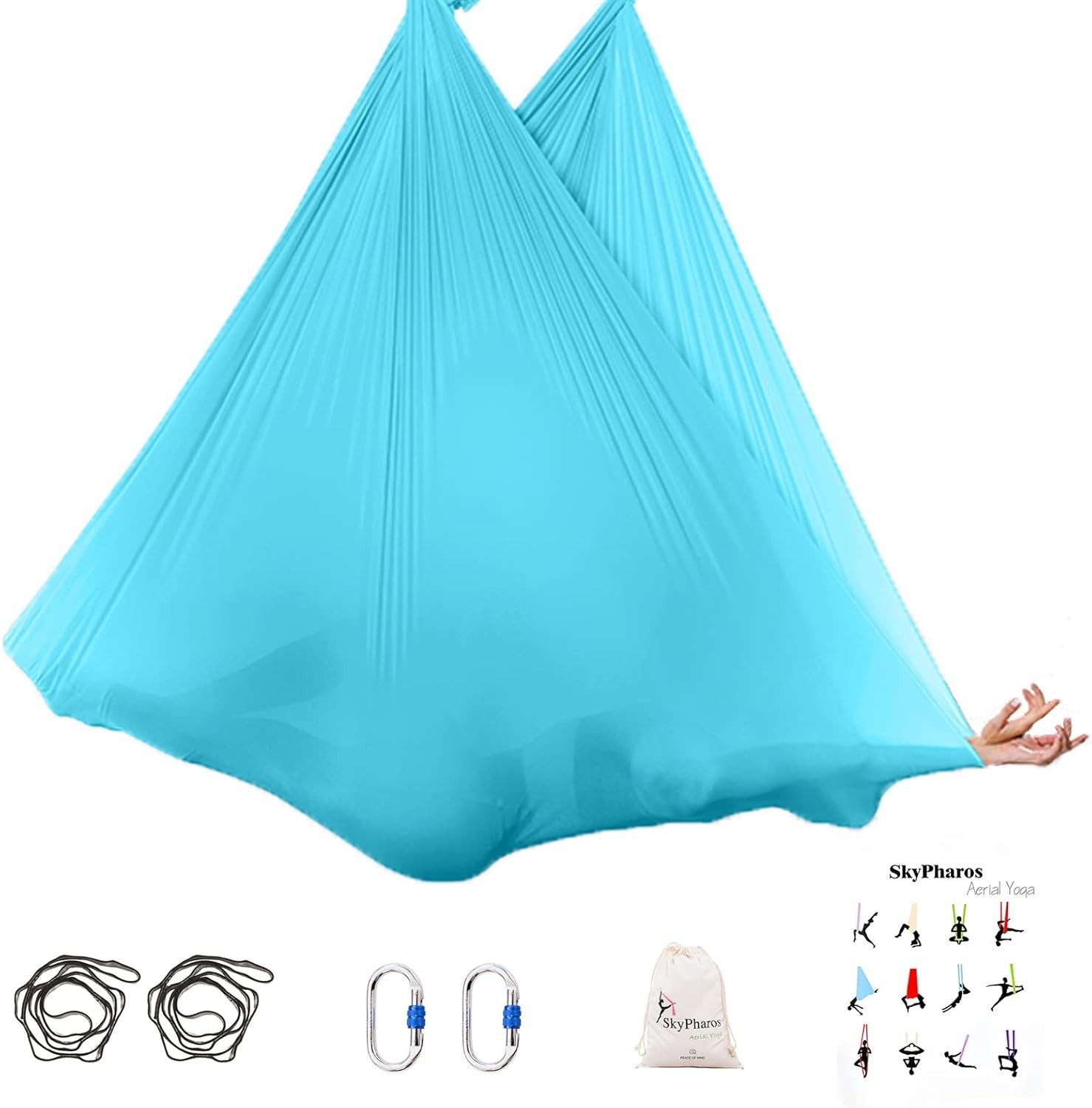 5.5 Yards Aerial Silks Yoga Swing Set – Aerial Yoga Hammock Kit