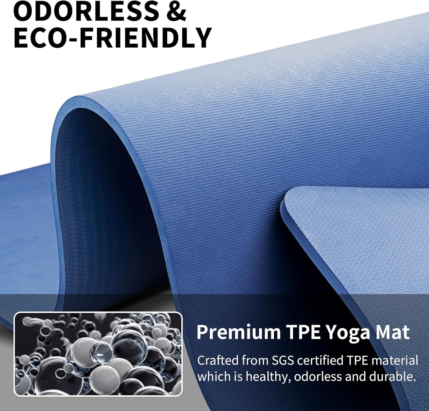 Extra Long TPE Yoga Mat 79&Prime;x40&Prime; 1/2&Prime; Thick Non-Slip Blue Home Gym Pilates