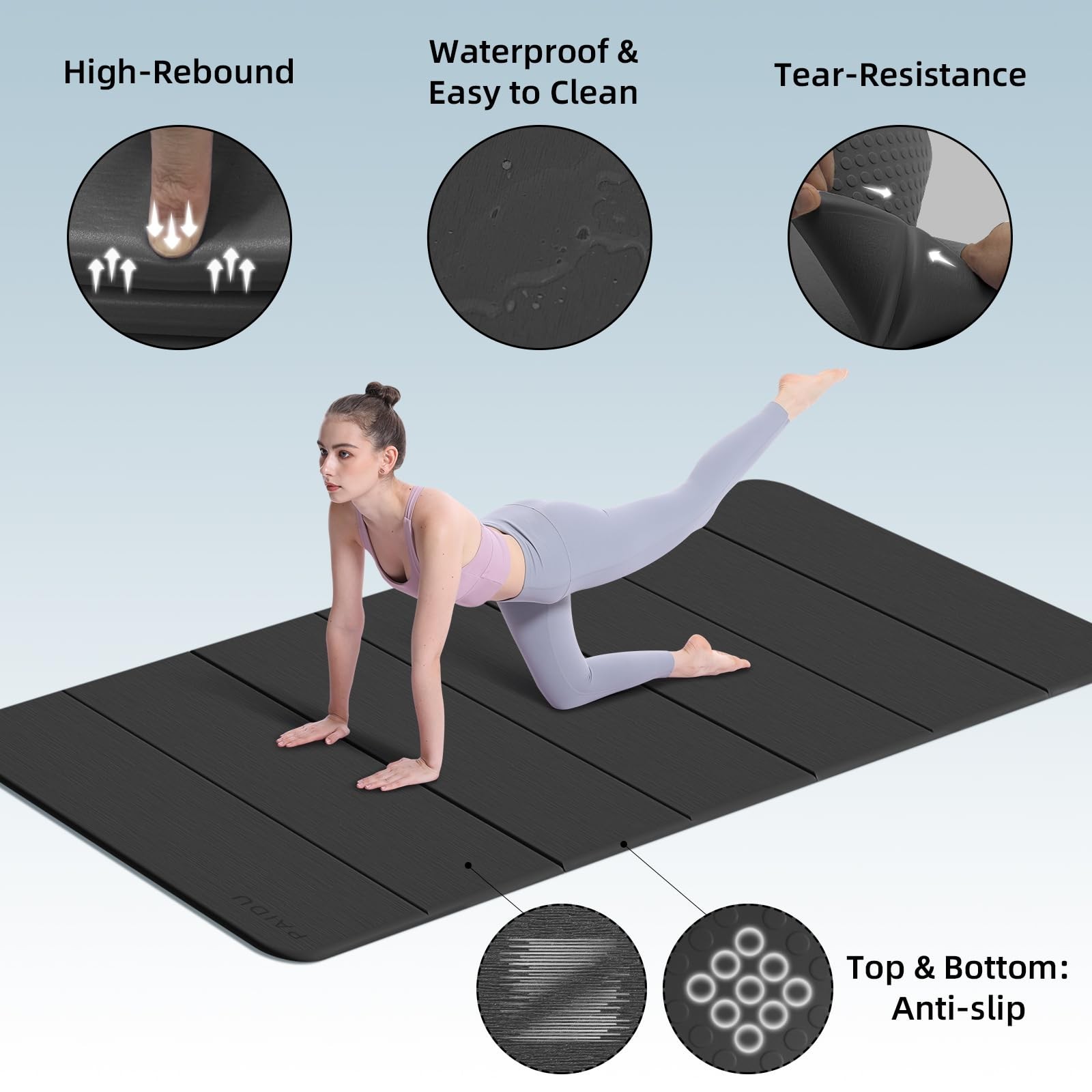 PAIDU Foldable Yoga Mat thick- 2/5&Prime; (10MM) TPE Non-Slip Design, Quick Foldᦁ