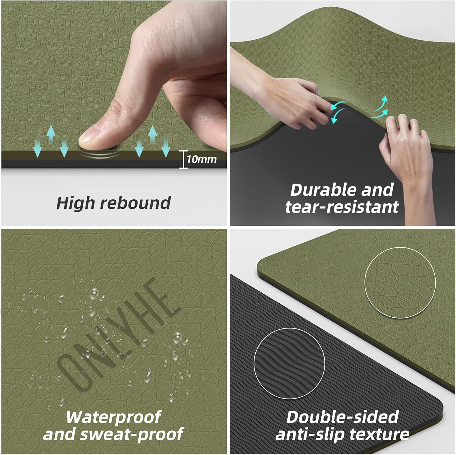 Yoga Mat Thick(10Mm) Exercise Mat Non Slip Anti-Tear,72&Prime;X35&Prime; Extra Large Pilates