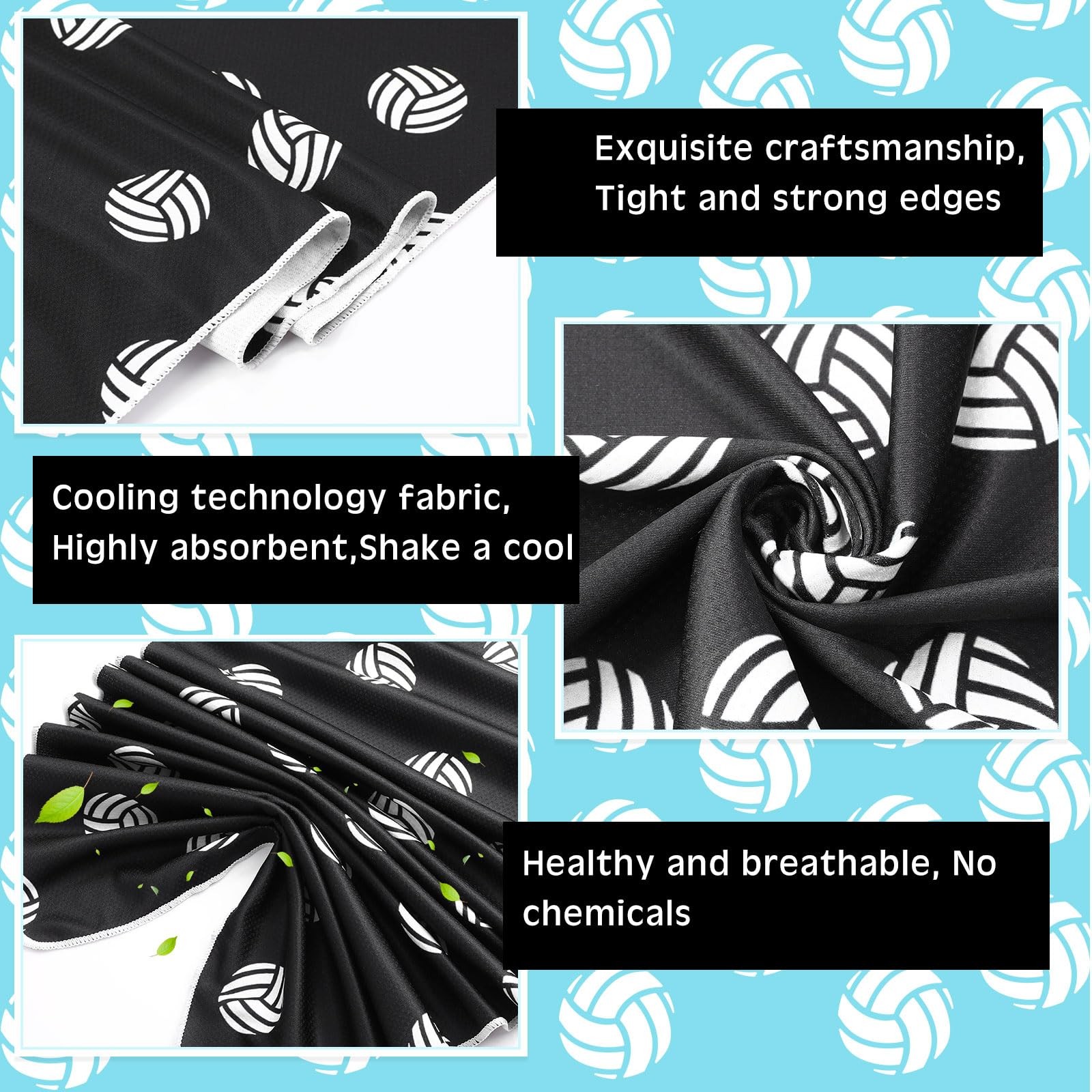 Fuweave 12 Pcs Black White Volleyball Cooling Towel 40 X 12 Inch For Gifts Team