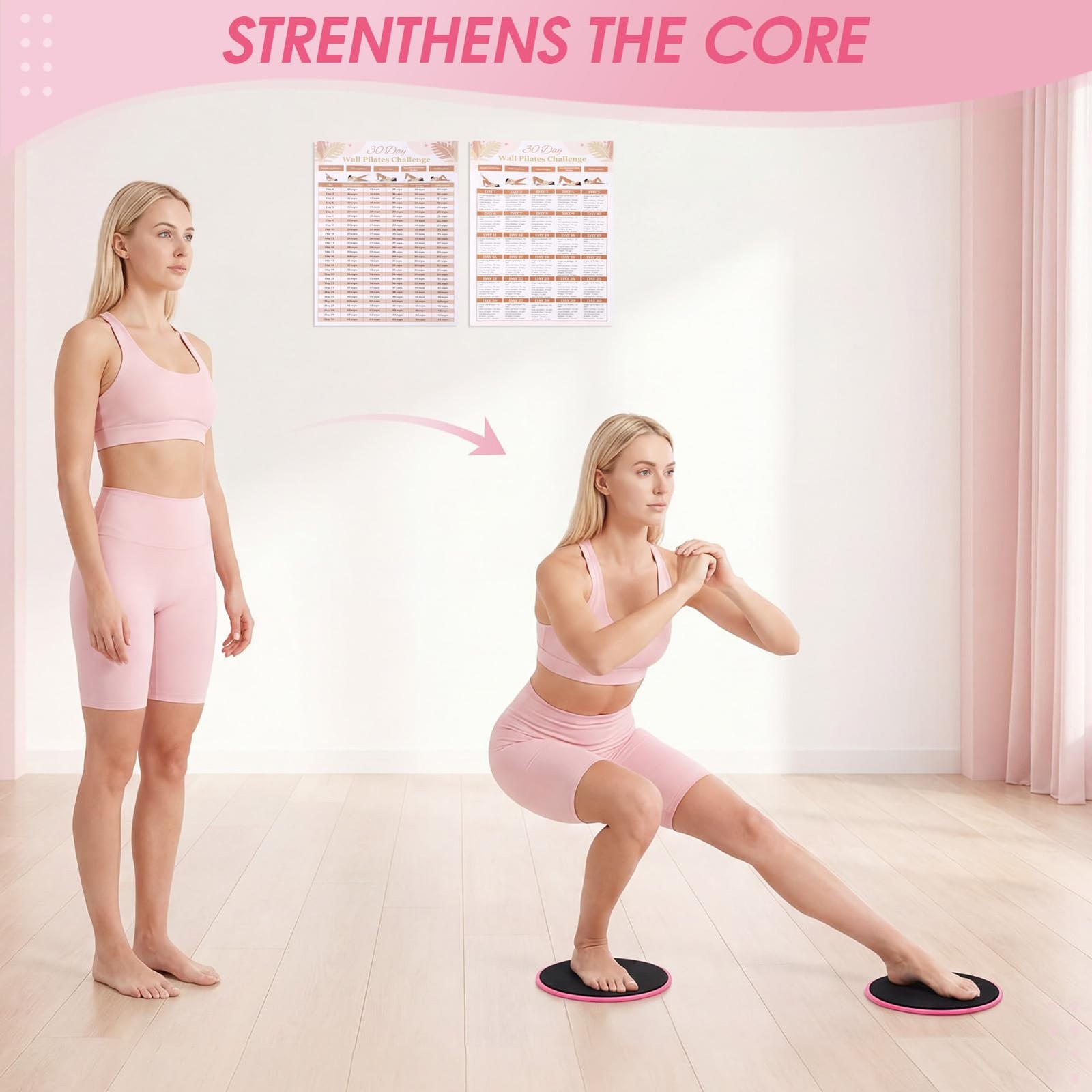 Pilates Equipment Kit for ,28PCS,Home Workout,Pink