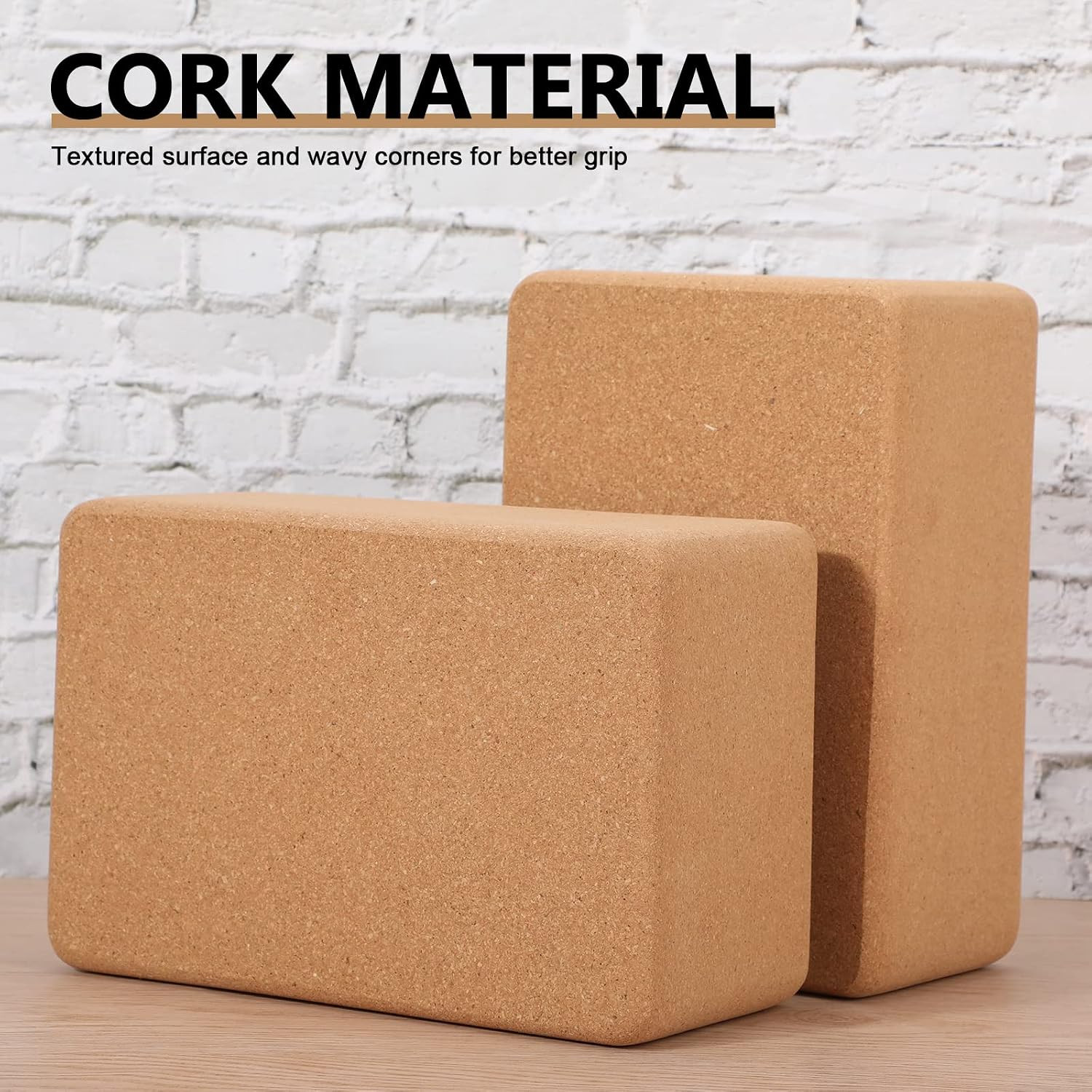 Leitee 4 Pcs Cork Yoga Blocks 9 X 6 X 4 Inch Cork Yoga Brick Non Slip Supportive