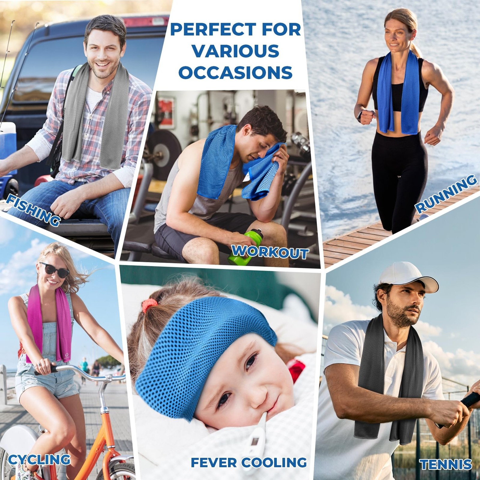 Sukeen Cooling Towels 6 Pack (40&Prime;x12&Prime;), Cooling Towels for Neck and Face, Qui…