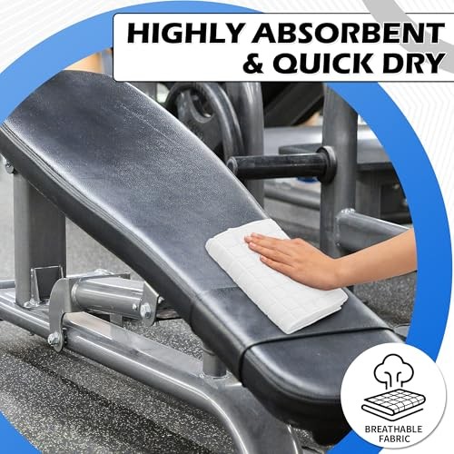 Microfiber Workout Towels, 3 Pack White Gym Sweat Sports Towel for