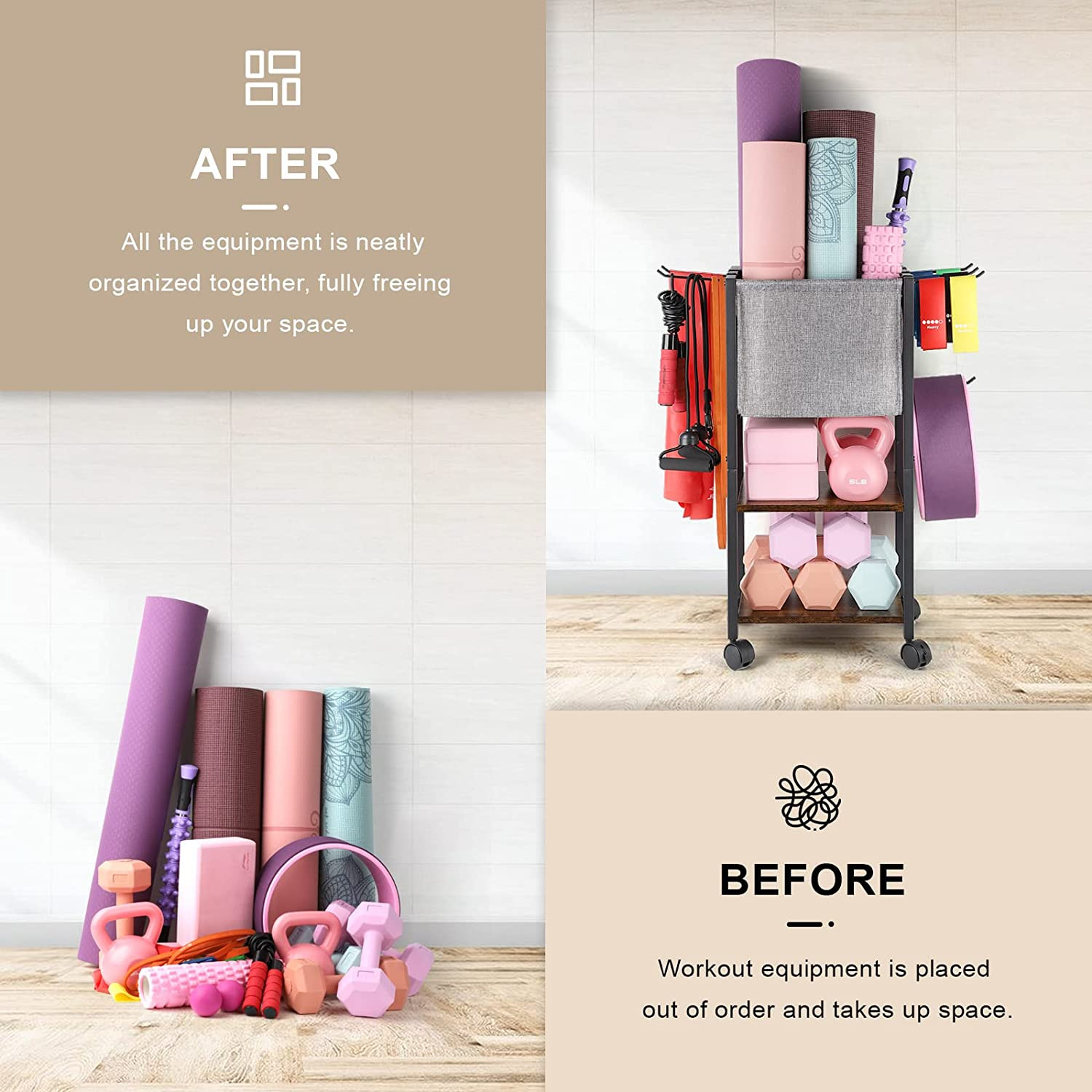 Yoga Mat Storage Rack Home Gym Equipment Workout Equipment Organizer Yoga Mat Ho