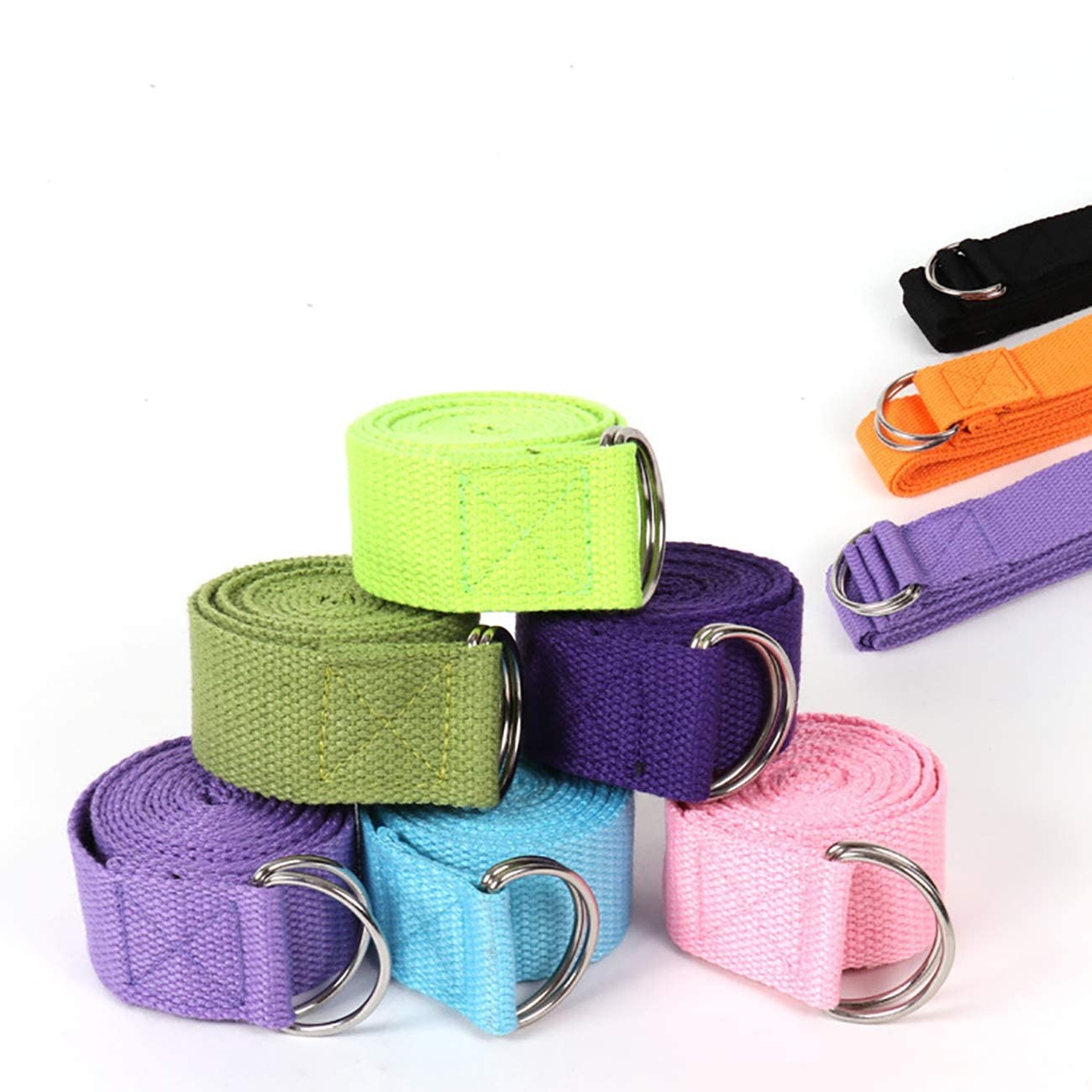 5Pack Yoga Exercise Adjustable Straps 8Ft OR 10Ft with Durable DRing for Pila…