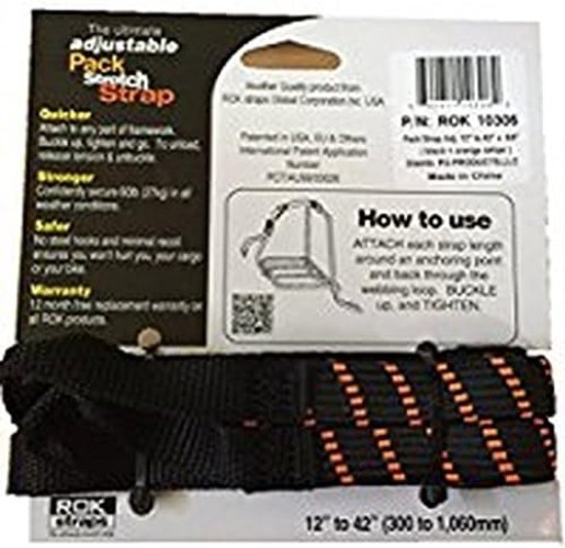 Adjustable Cargo Straps 12-42 inches Black and Orange Pack of 2 for Bicycle