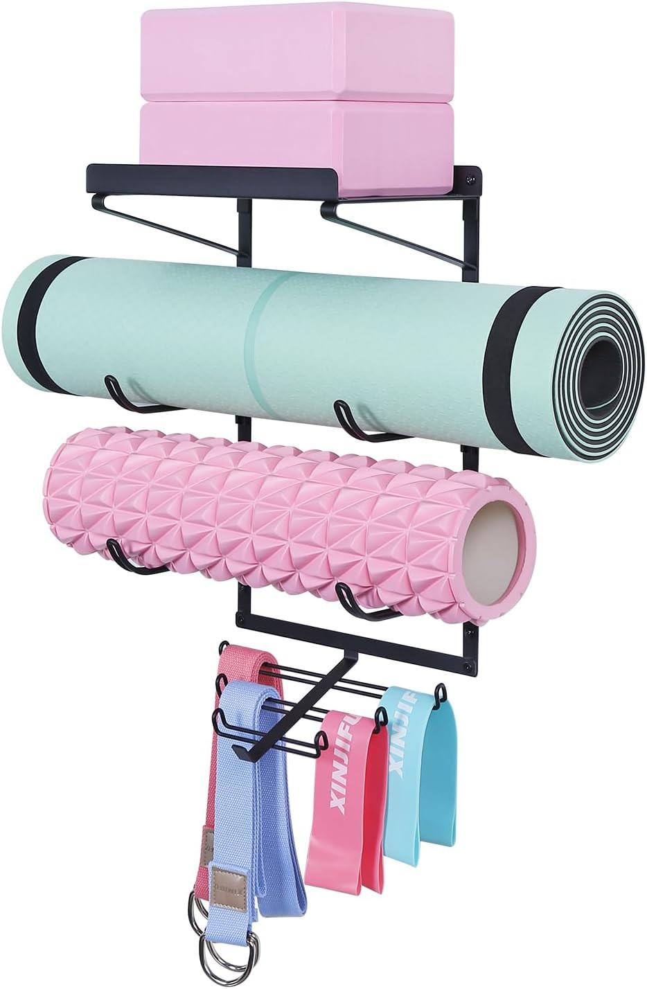 Yoga Mat Holder Wall Mount Yoga Mat Storage Rack Home Gym Accessories with 3 Sec