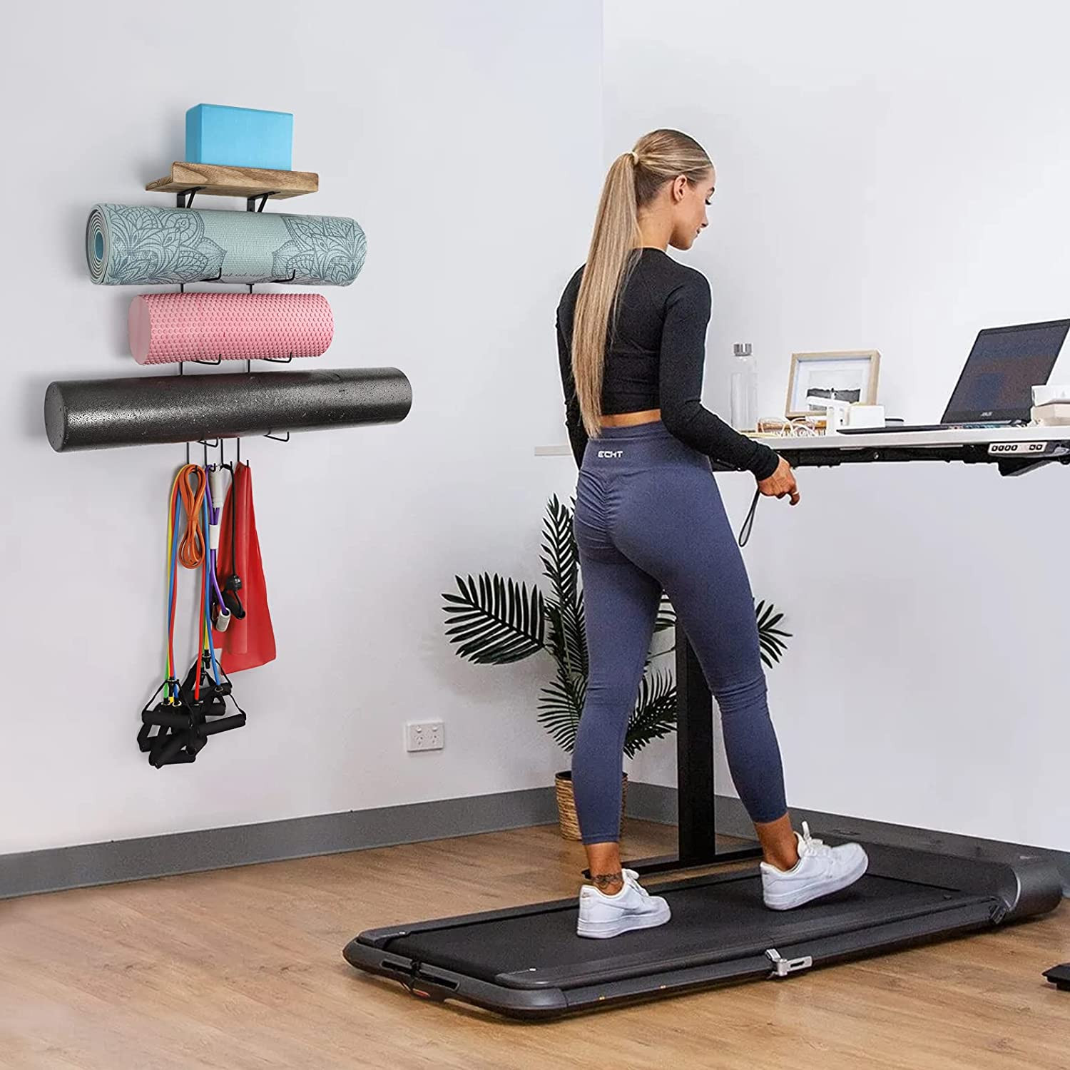 Yoga Mat Holder Accessories Wall Mount Organizer Storage Decor Foam Roller