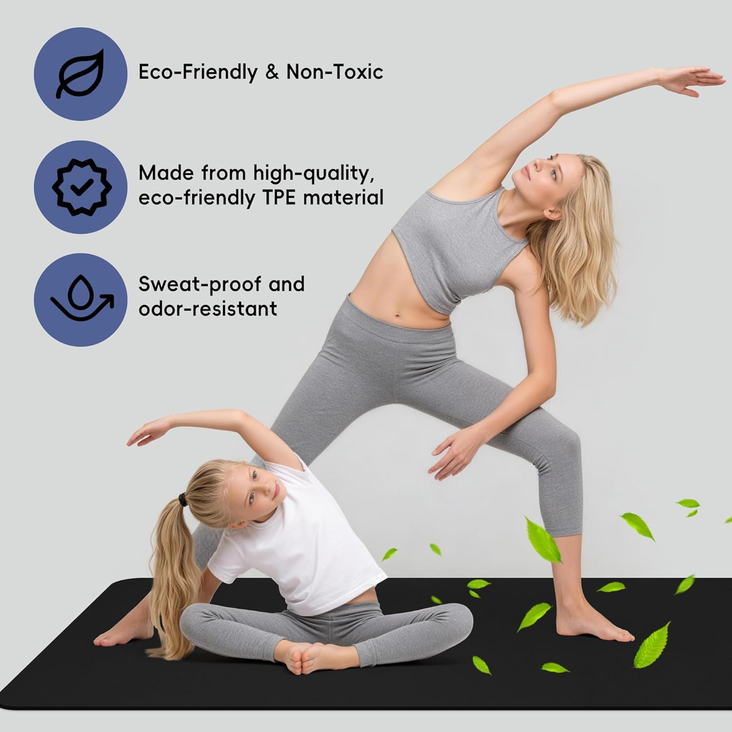 Extra Wide Yoga Mat 72&Prime; X 32&Prime;, 6Mm Non Slip TPE Exercise Mat with Carrying Strap