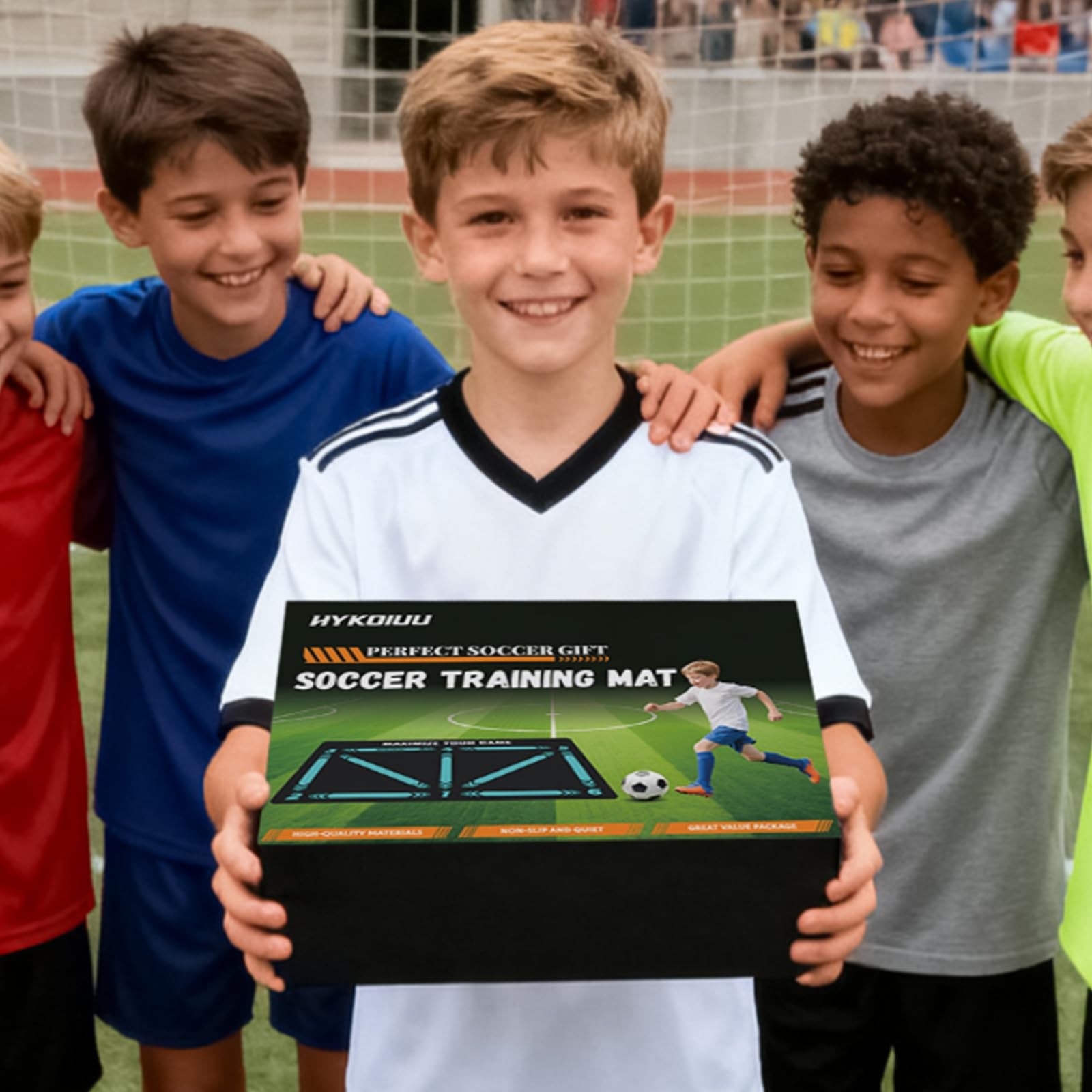 Soccer Training Mat With Instructional Video 35.4 x 23.6 x 0.14 inches, blue