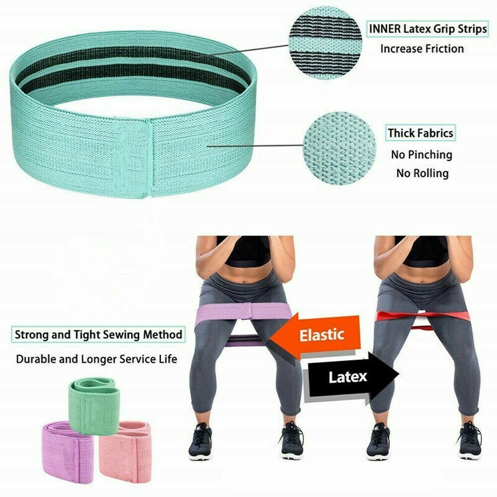 Fabric Resistance Bands Set of 3 for Booty Butt Hip Anti Slip Thick Wide Loop