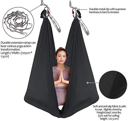 Aerial Yoga Hammock L:5M W:2.8M Aerial Pilates Silk Yoga Swing Set with 2000 …