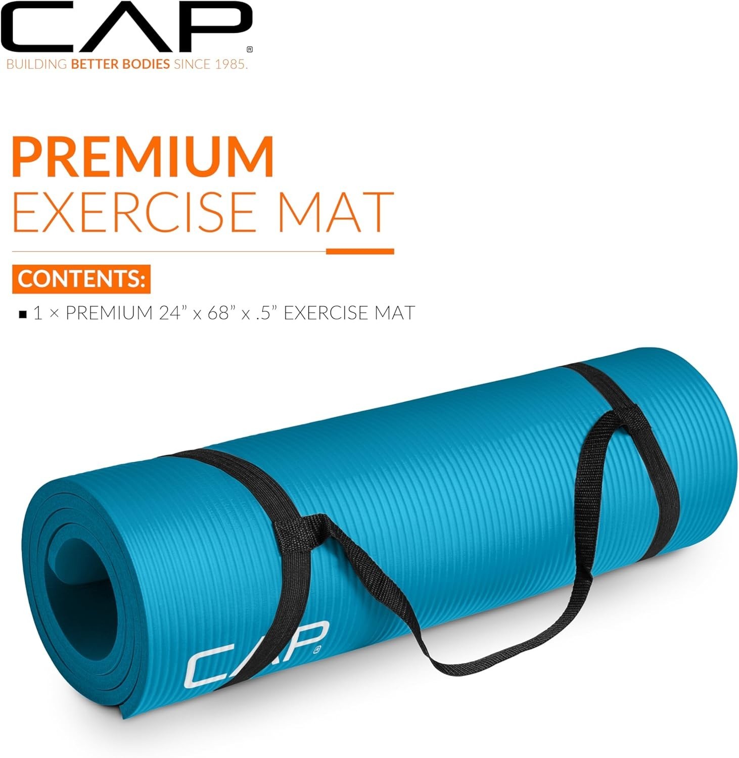 1/2-Inch High Density Exercise Yoga Mat with Strap | Multiple Options