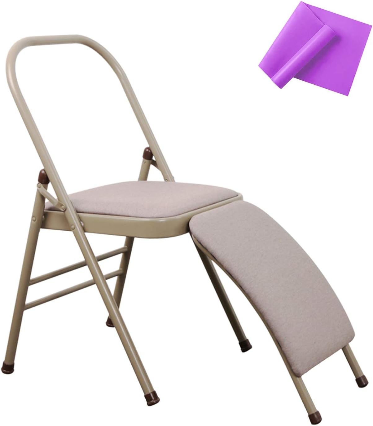 Yoga Auxiliary Chair W/ Lumbar Back Support Foldable Balance Training W/ Purple