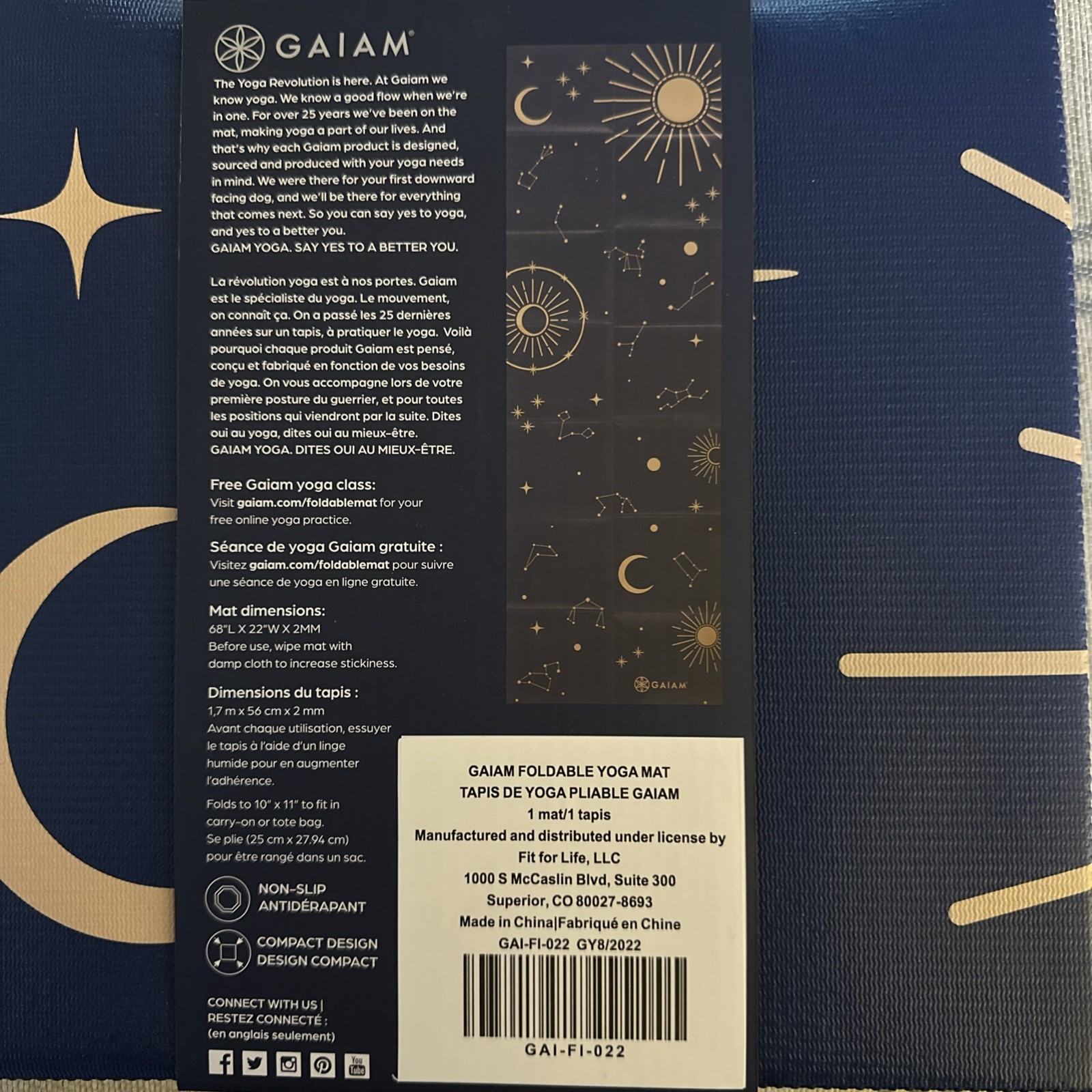 New Gaiam Folding Yoga Mat Midsummer Nights 2 Mm