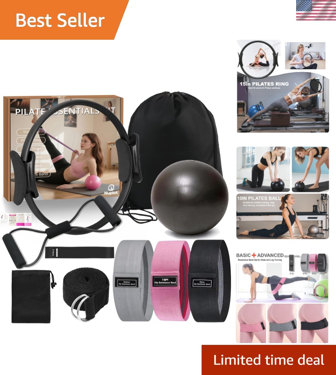 Lightweight Pilates Set with Ring, Ball, Booty Bands – Ideal for Home Use