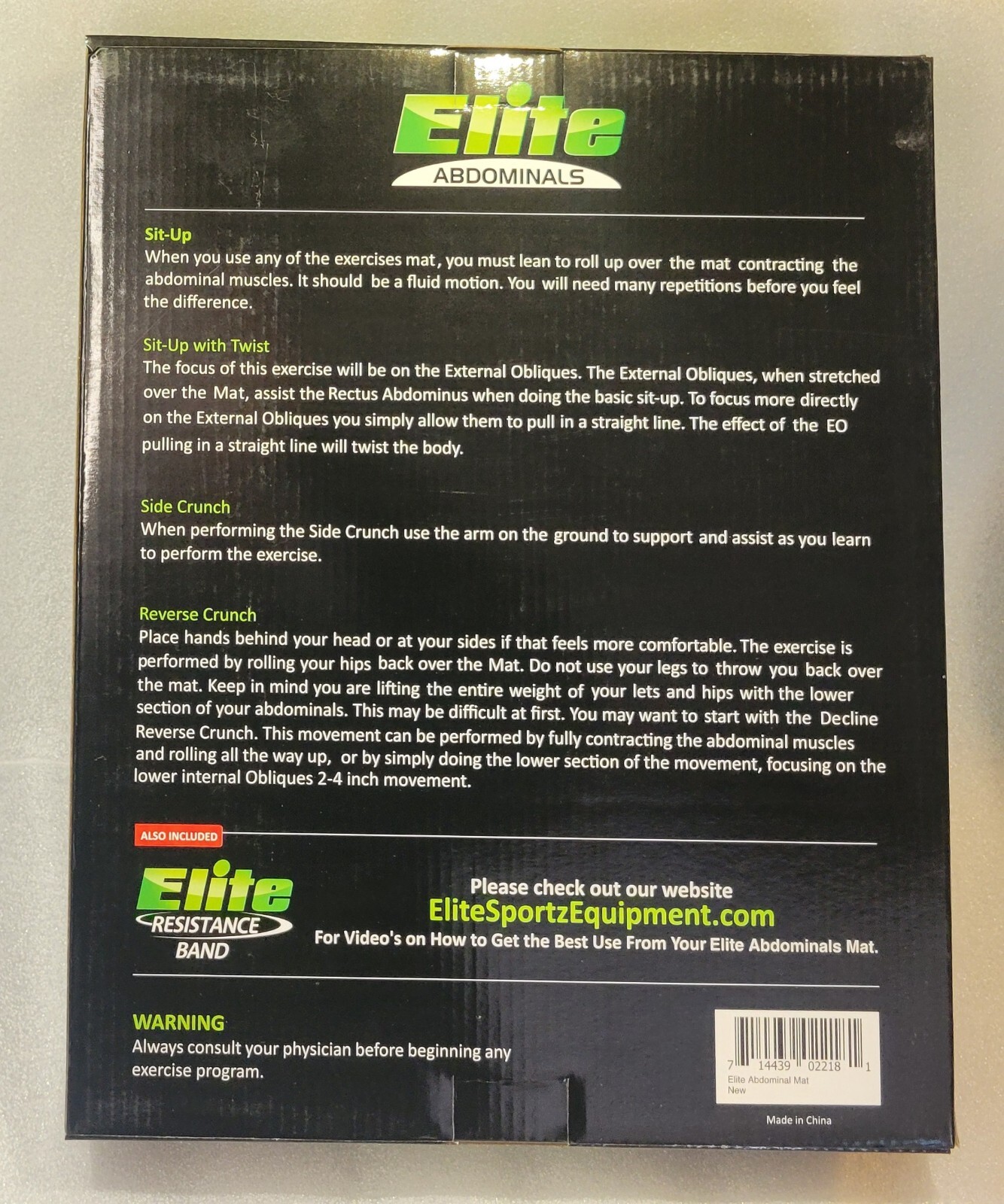 2X Elite Sportz Equipment High Density Foam Sit Up Ab Mats & Resistance Band NEW