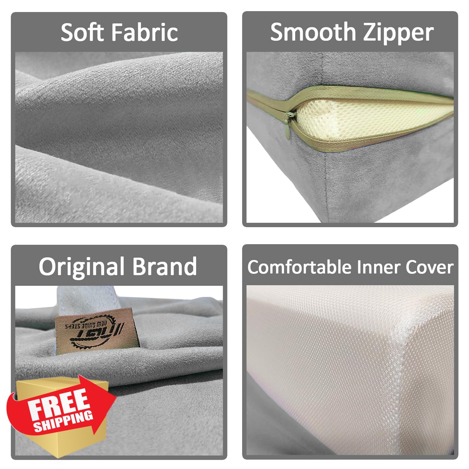 NGT Yoga Bolster Pillow Grey Soft fabric