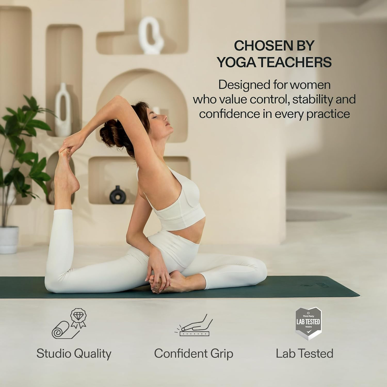 Premium Yoga Mat – Sweat-Activated Non-Slip PU Grip I Natural Rubber Base I 4Mm