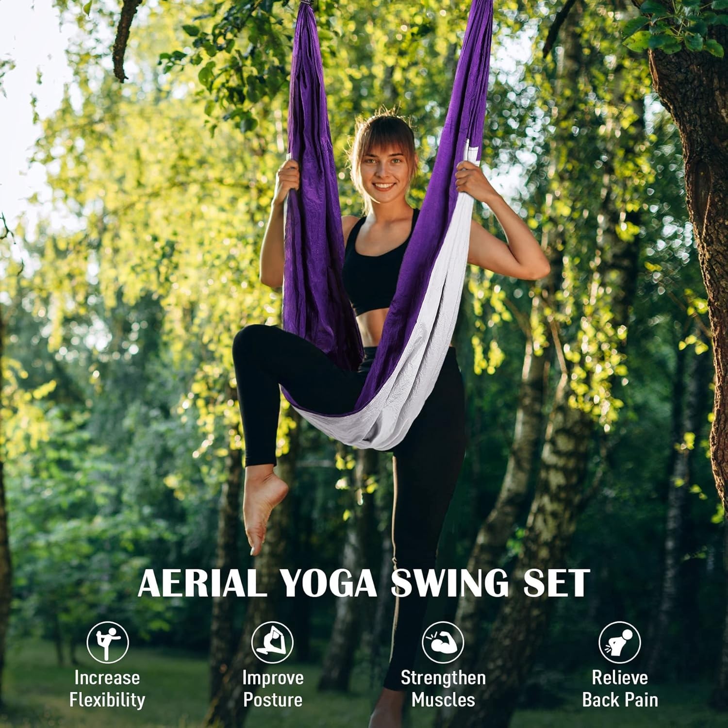 Inversion Yoga Swing Kit with Adjustable Chains for Safe and Secure Workout