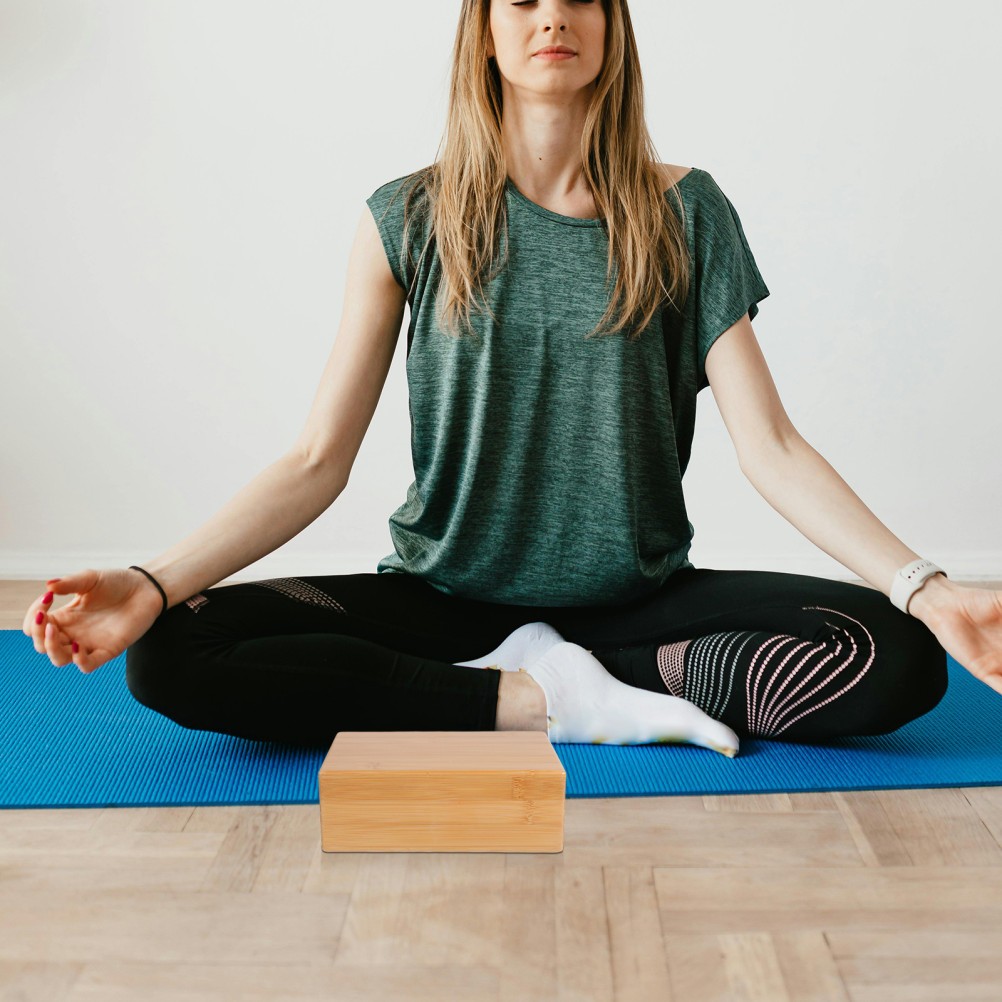 1Pcs Wooden Yoga Brick Durable Bamboo Block for Balance and Yoga Exercise