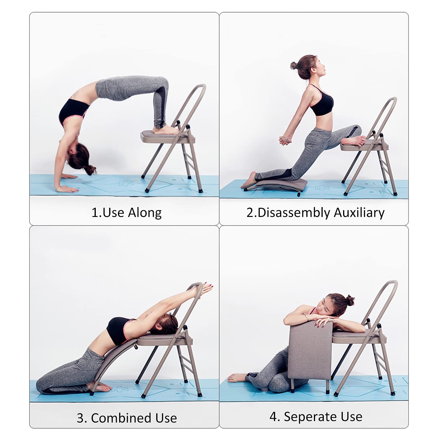 INNOLIFE Yoga Auxiliary Chair with Lumbar Back Support for Iyengar Foldable B…