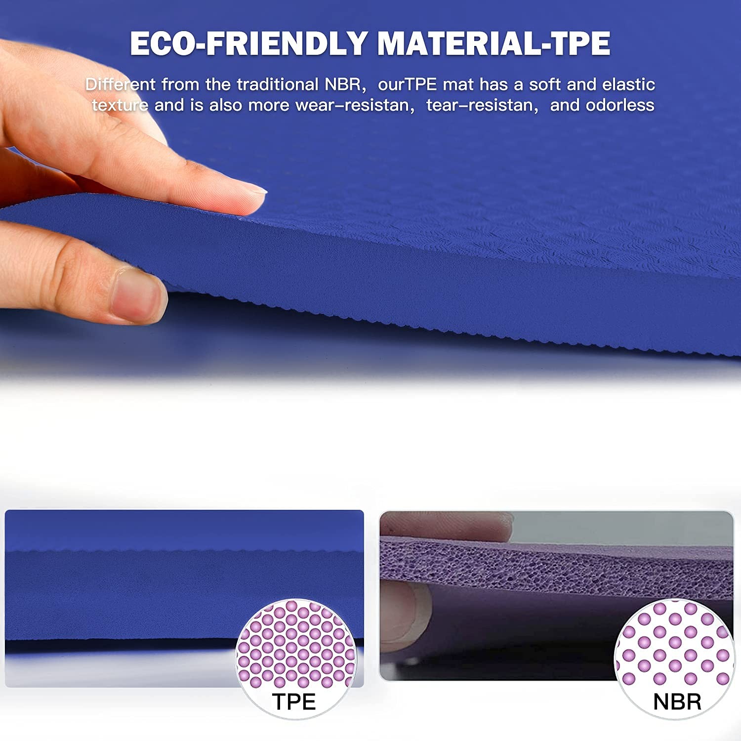 Hatha Yoga 4/5 inch TPE Mat Fitness & Exercise 32Wx72Lx25mm, Blue