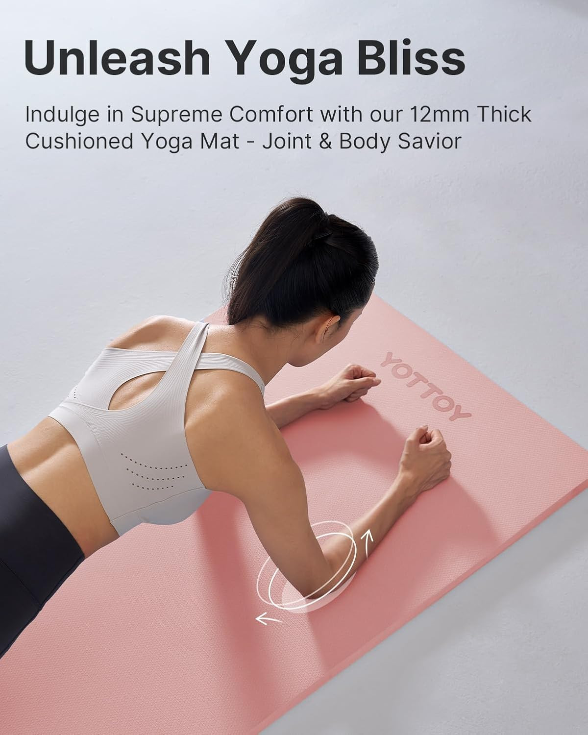 YOTTOY Yoga Mat，Extra Thick Yoga Mat (1/2Inch),Professional TPE Exercise Mat,Non