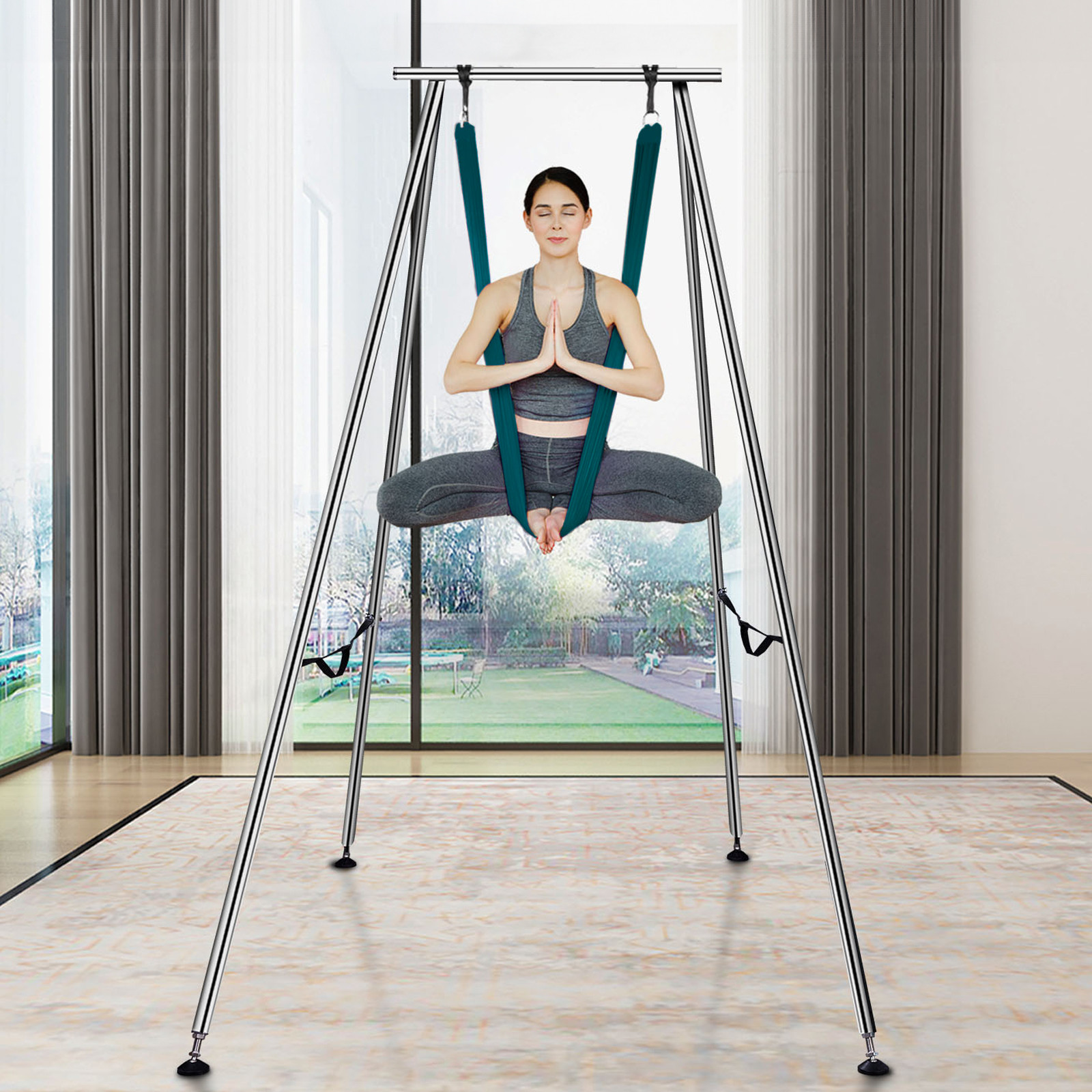 VEVOR Yoga Swing Stand Hammock Aerial Silk Kit 551.15 lbs Load Yoga Frame Green